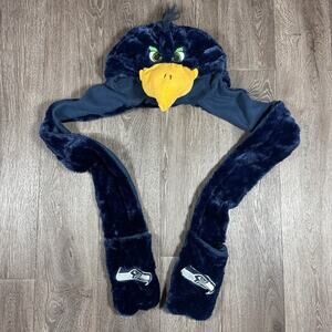 Seattle Seahawks Hat Plush Mascot Scarf Hand Pockets Fury Fleece Lined NFL Cap